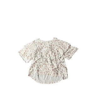 Art Class White Ruffle Short Sleeve Shirt with Rose Gold Leopard Print -Size 7/8